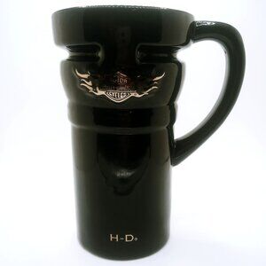 Harley-Davidson Motorcycle Ceramic Coffee Tea Mug Shiny Black Silver12oz Cup